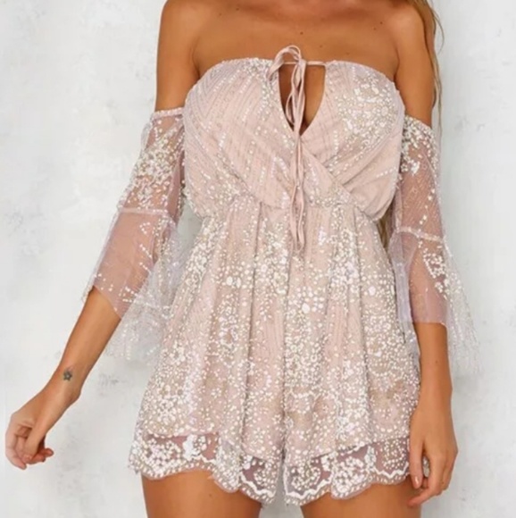 Other - Sheer sparly romper lined